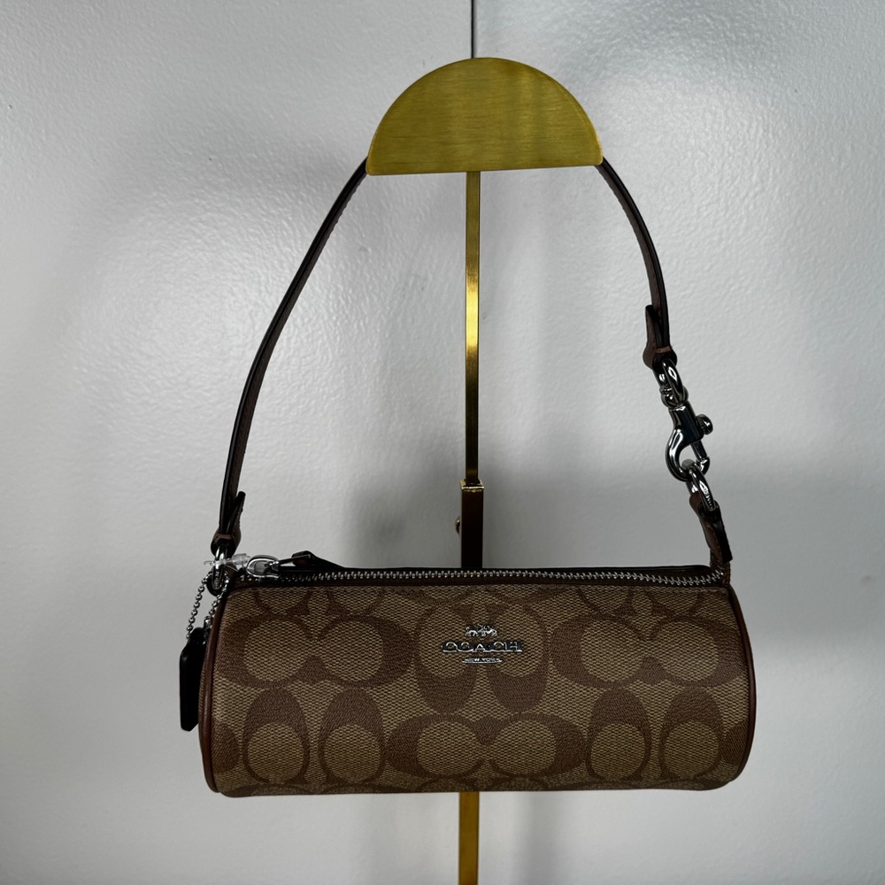 Coach Signature Barrel Bag CP475 Khaki Saddle Mini Shoulder Bag NWT